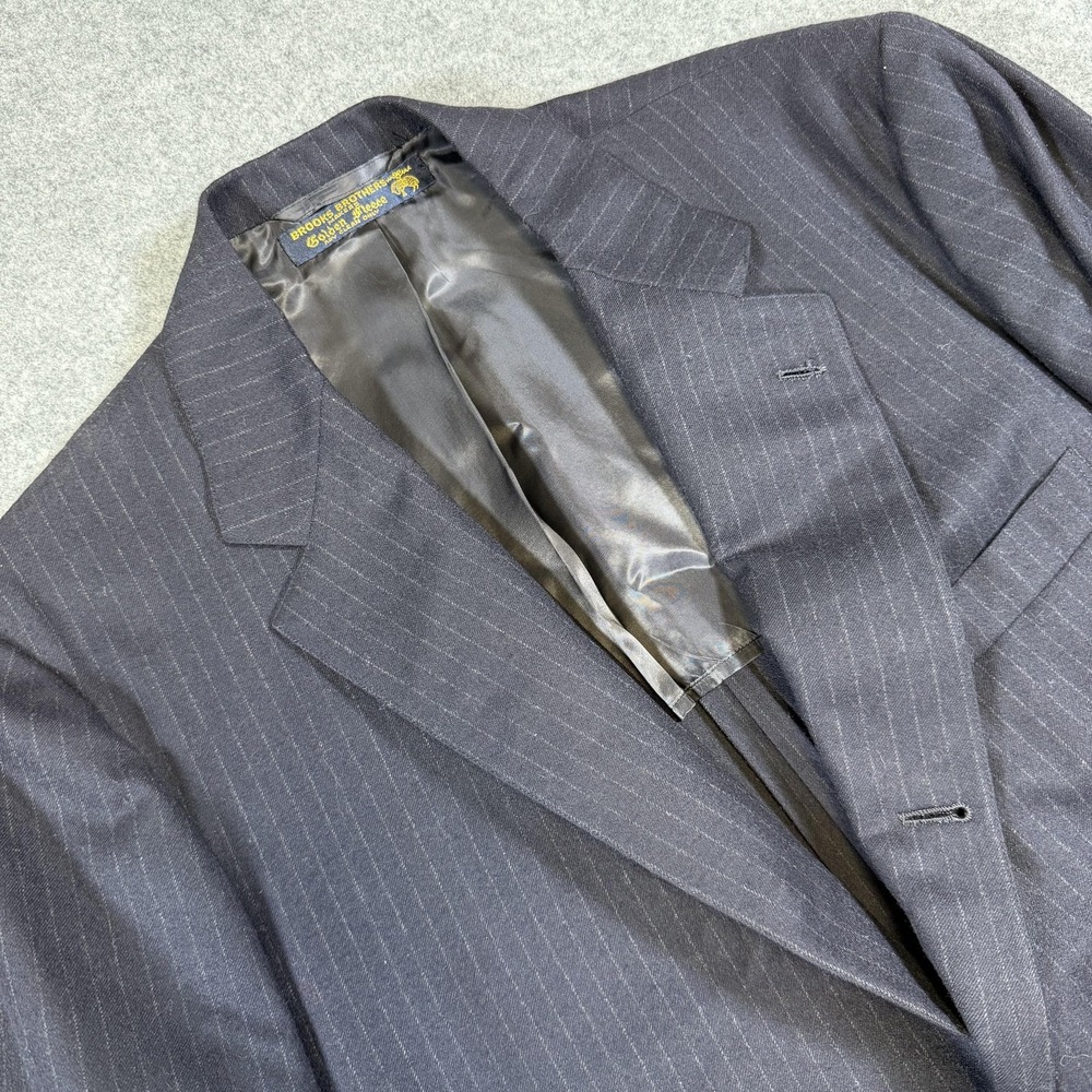 Vintage Brooks Brothers Golden Fleece Suit Jacket Mens 44 Blue Pinstripe Wool - Picture 1 of 13